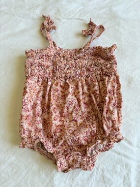 Pink Floral Smocked Romper